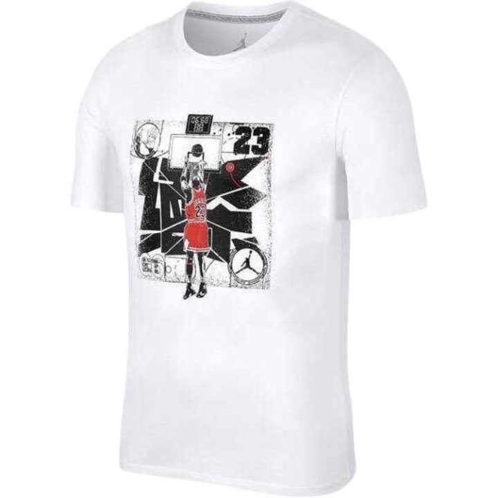 Jordan Jordan T Shirts Men's White Crew Neck Moderate Straight Fit