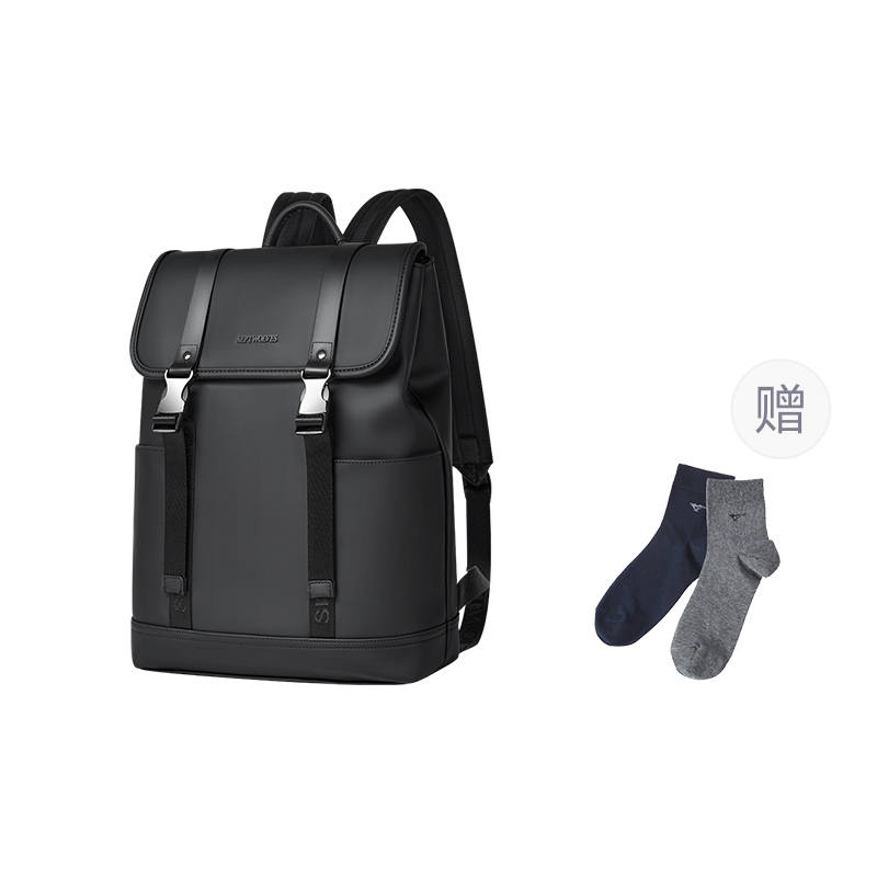 SEPTWOLVES SEPTWOLVES Synthetic Leather Backpack QPL Unisex Black