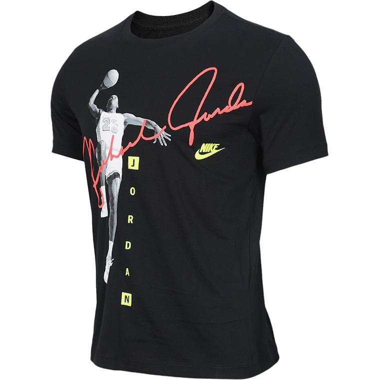 Jordan Jordan T Shirts Men's Black Crew Neck Moderate Straight Fit