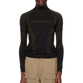 Misbhv T Shirts Men's Black Half Turtleneck Moderate Straight Fit