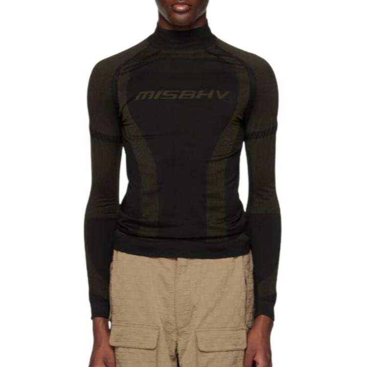 Misbhv T Shirts Men's Black Half Turtleneck Moderate Straight Fit