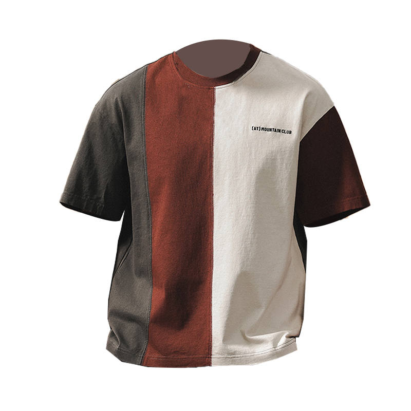 JIELEINUO T Shirt Men's Apricot & Brown & Gray