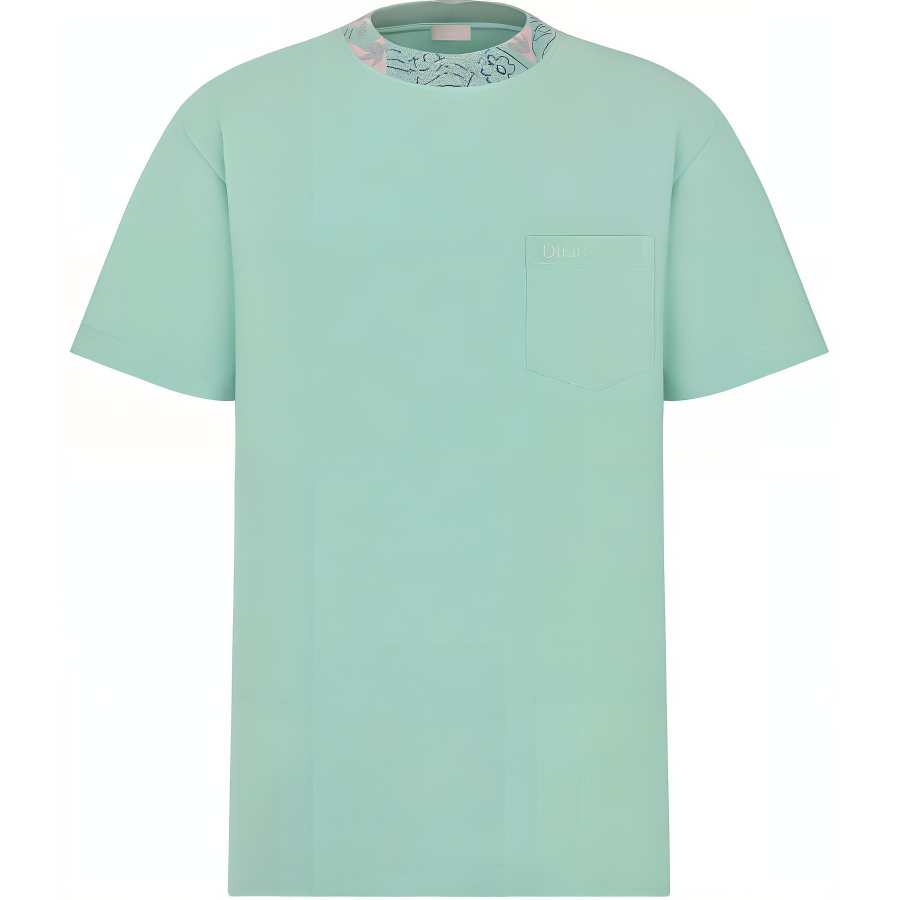 DIOR T Shirts Men's Green Crew Neck Moderate