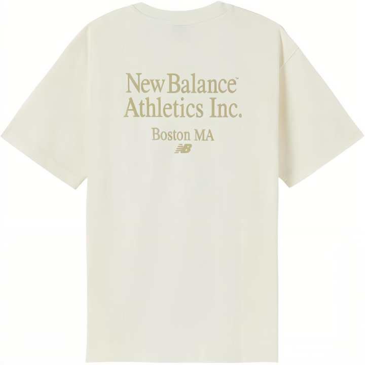New Balance New Balance T Shirts Men's Ecru Crew Neck Moderate Straight Fit