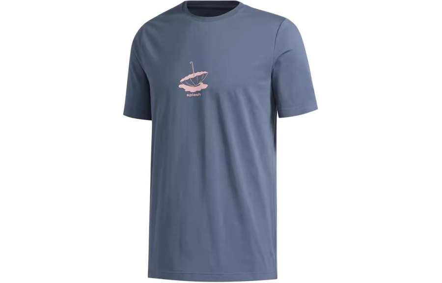 Adidas Adidas T Shirts Men's Gray Blue Crew Neck Moderate Straight Fit