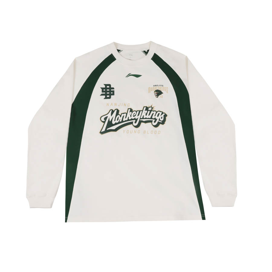 Li-Ning Li Ning T Shirts Unisex Ecru Crew Neck Moderate Straight Fit