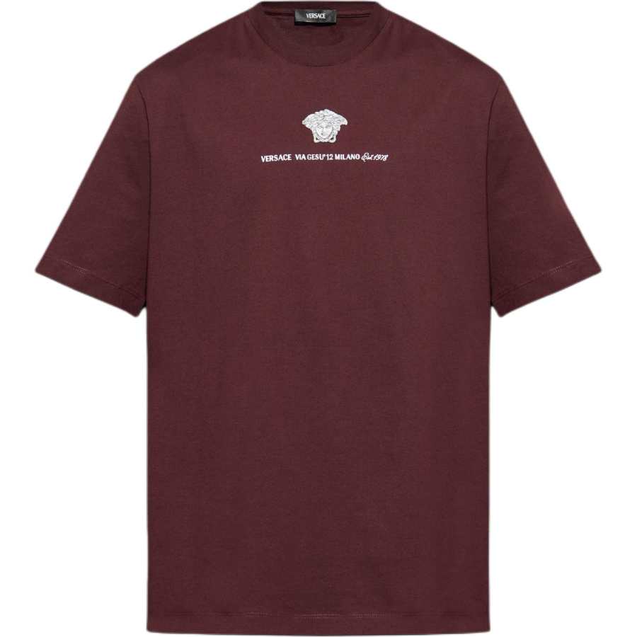 VERSACE VERSACE Logo Embroidered Crewneck T Shirt