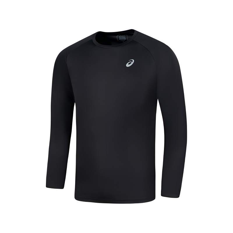 ASICS T Shirts Men's Black Crew Neck Moderate