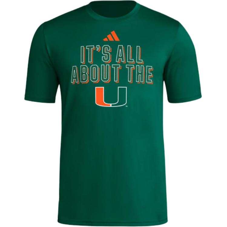 Adidas Adidas Free Shipping With AdiClub Miami Hurricanes Short Sleeve Pre-Game Tee