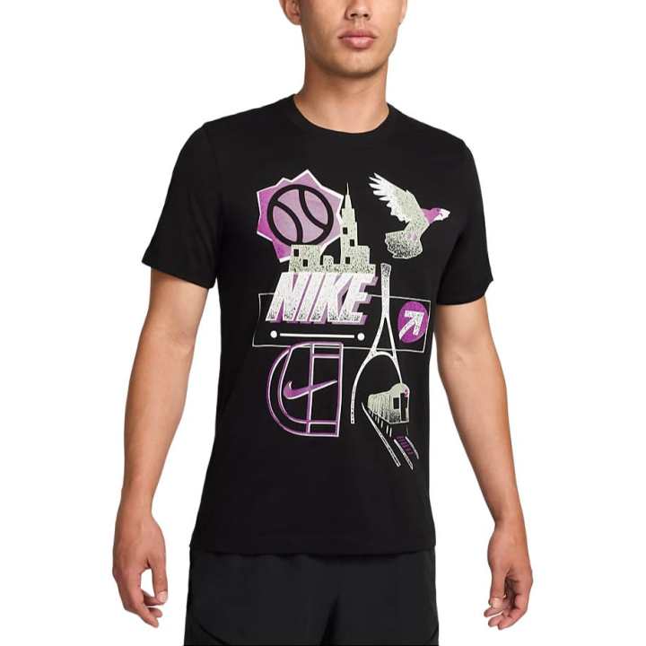 Nike Nike T Shirts Men's Black Crew Neck Moderate Straight Fit
