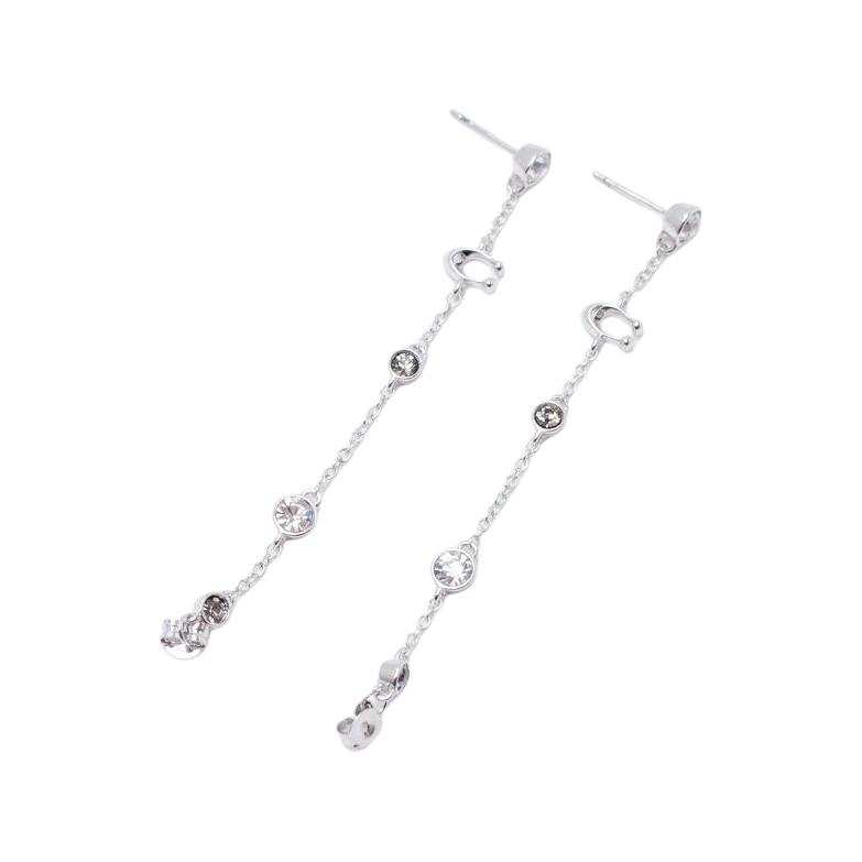 COACH Glass, Brass Plated Earrings Women's Silver
