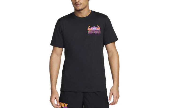 Nike Nike T Shirts Men's Black Crew Neck Moderate Straight Fit