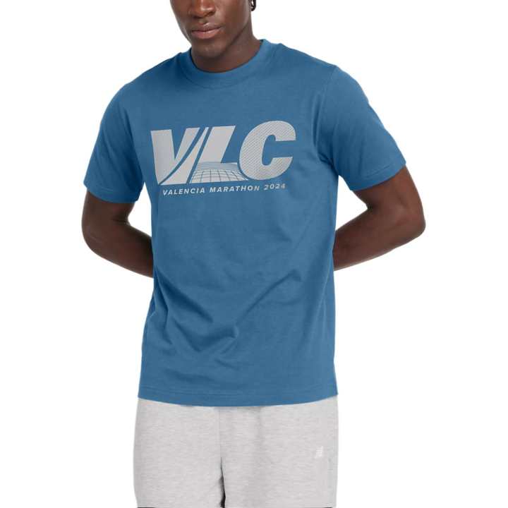 New Balance New Balance Graphic Valencia Marathon T Shirt Men's Blue Agate
