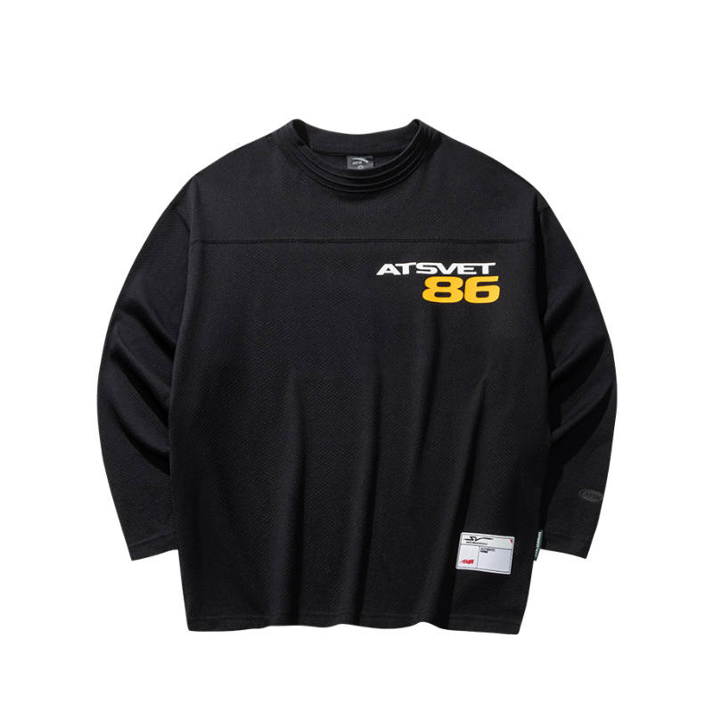 ANTA SNEAKERVERSE Mesh Long Sleeved Sports Apparel T Shirt Men's Basic Black