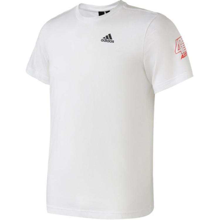 Adidas Adidas T Shirts Men's White Crew Neck Moderate Straight Fit
