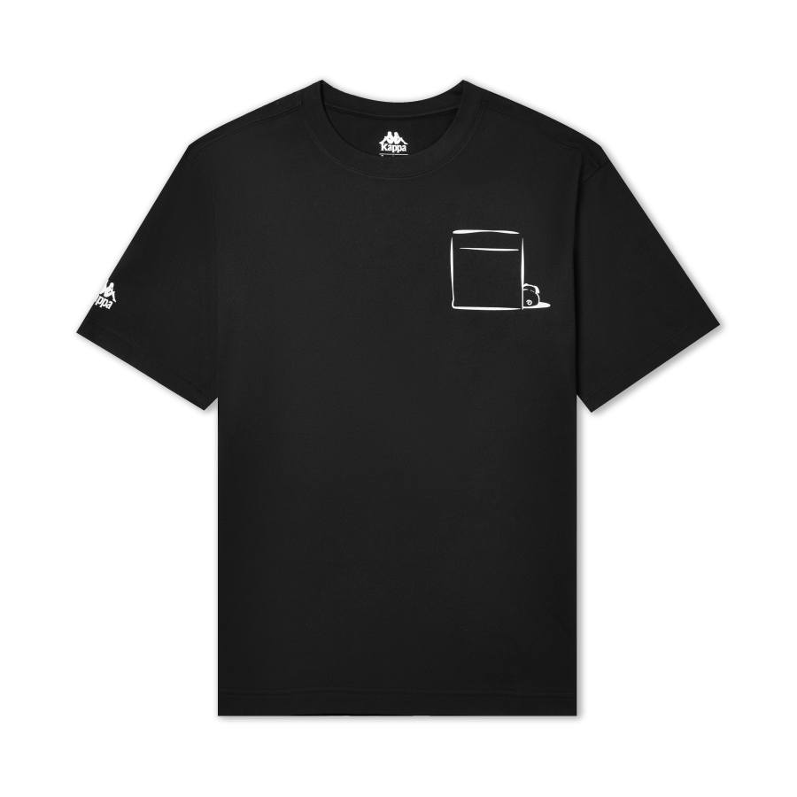 Kappa T Shirts Unisex Black 990 Crew Neck Thin Straight Fit