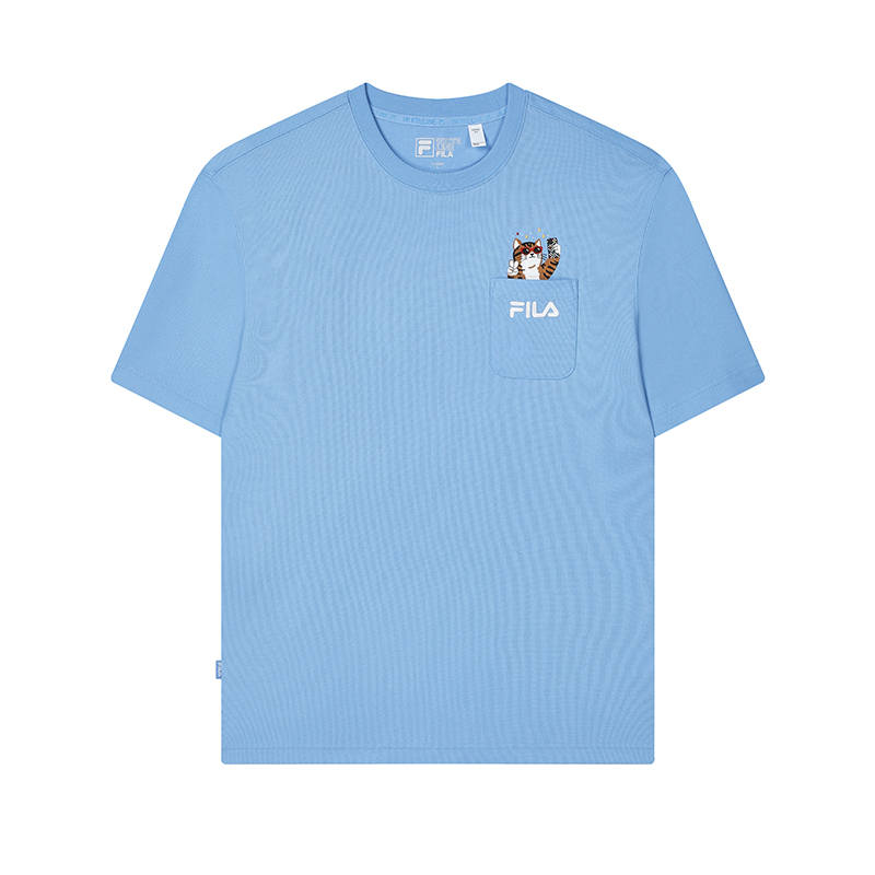 FILA SS24 T Shirt Men's Cloud Mountain Blue