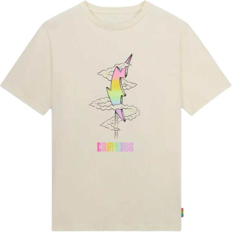 Converse T Shirts Unisex Ecru Crew Neck Moderate Straight Fit