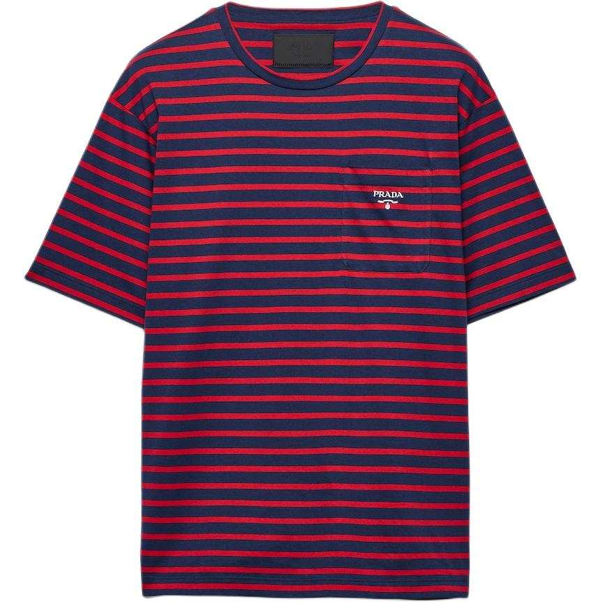 PRADA PRADA Logo Embroidered Striped T Shirt