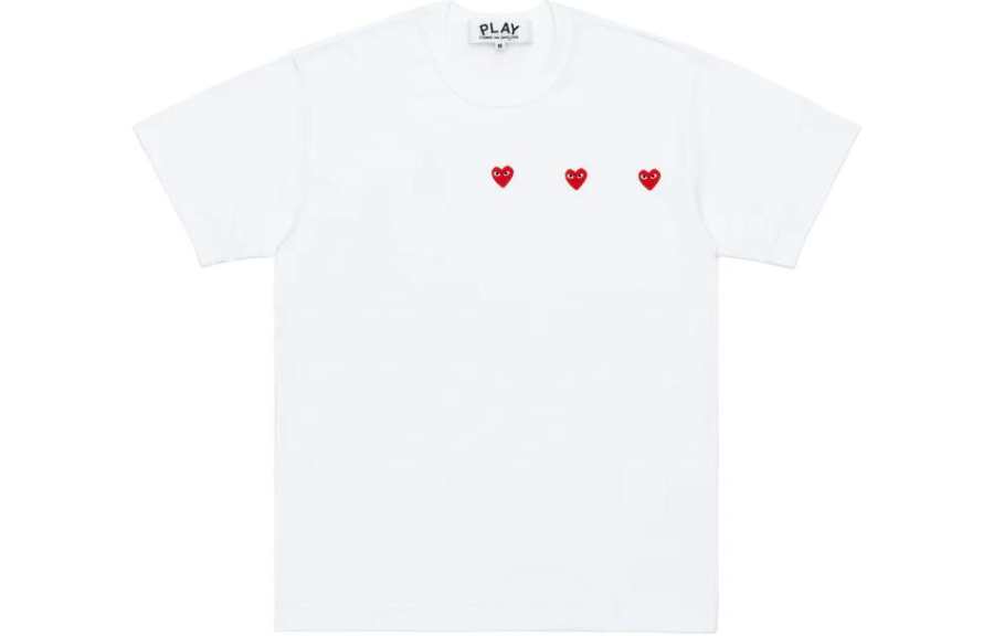CDG Play T Shirts Unisex White Crew Neck Moderate