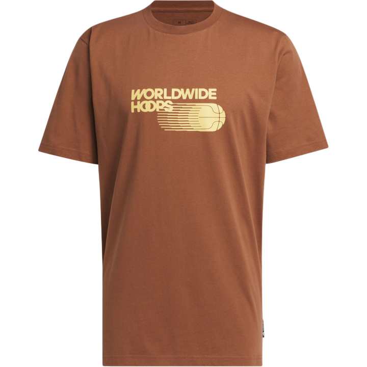 Adidas Adidas T Shirts Men's Brown Crew Neck Moderate Straight Fit