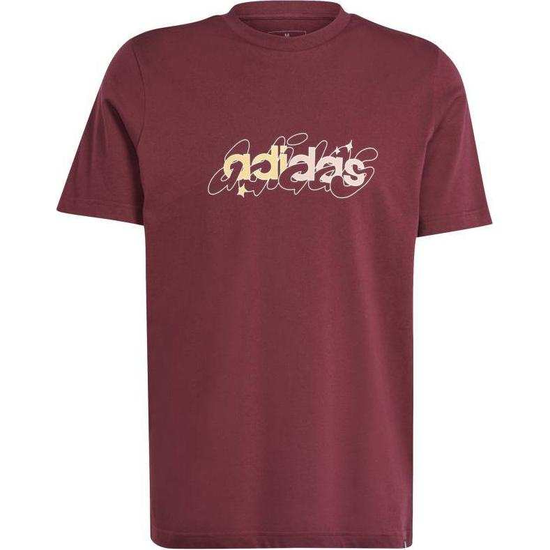 Adidas Adidas Clothing T Shirts Men's Burgundy Crew Neck