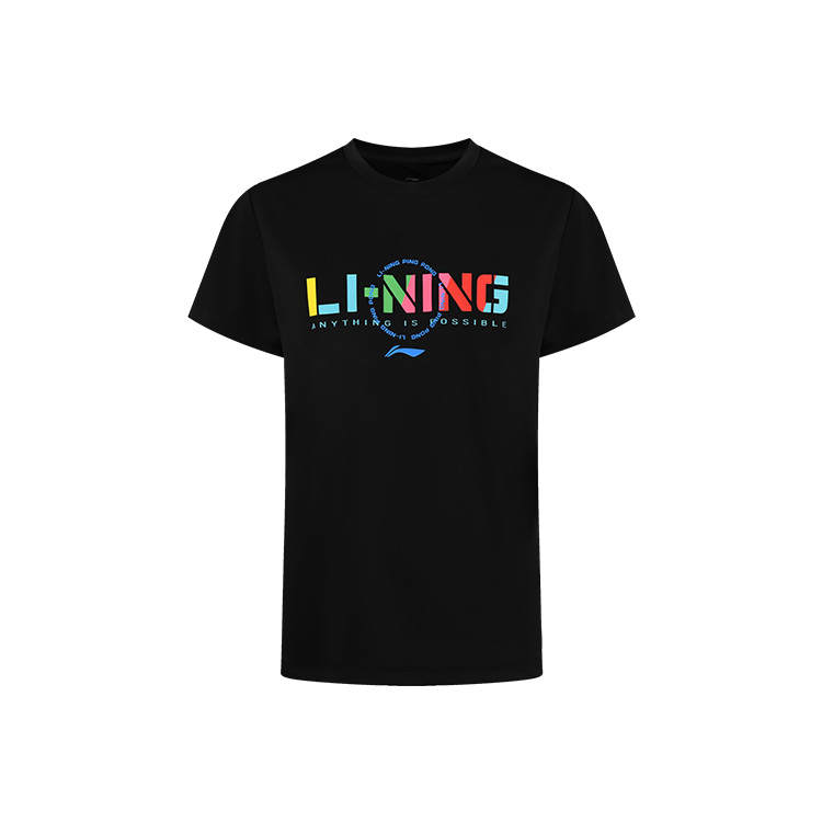 Li-Ning Li Ning Table Tennis Collection T Shirts Unisex Black Crew Neck Thin Straight Fit