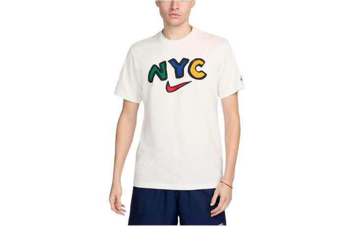 Nike Nike T Shirts Men's Ecru Crew Neck Moderate Straight Fit