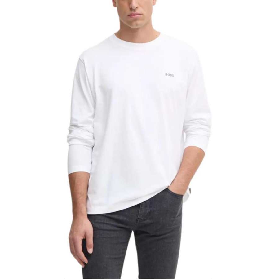 HUGO BOSS T Shirts Men's White Crew Neck Moderate Straight Fit