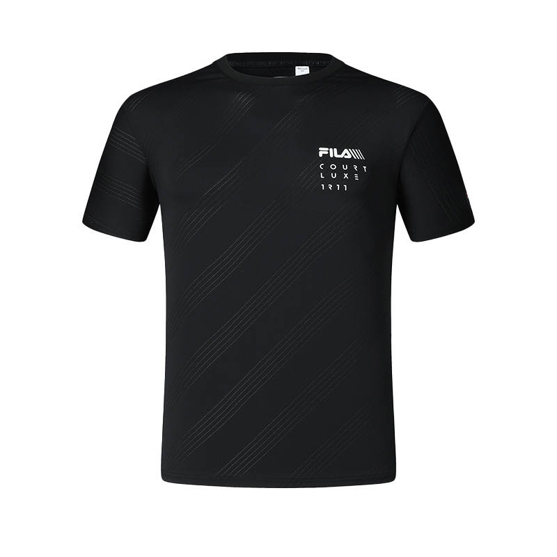 FILA T Shirts Men's Black Crew Neck Moderate Straight Fit
