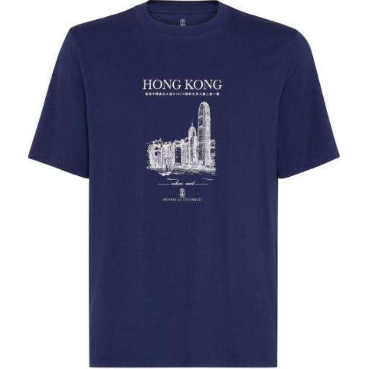 Brunello Cucinelli Hong Kong Graphic Printed Crewneck T Shirt