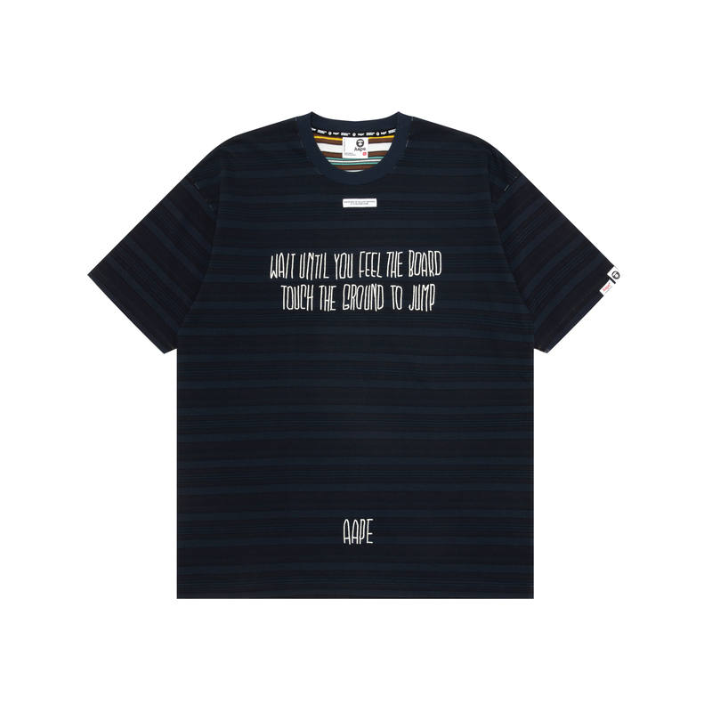 Aape By *A Bathing APE® Slogan embroidered Striped T shirt