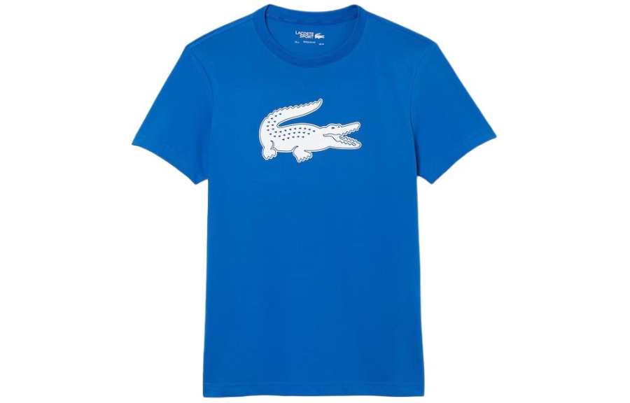 LACOSTE T Shirts Men's Blue Crew Neck Moderate Straight Fit