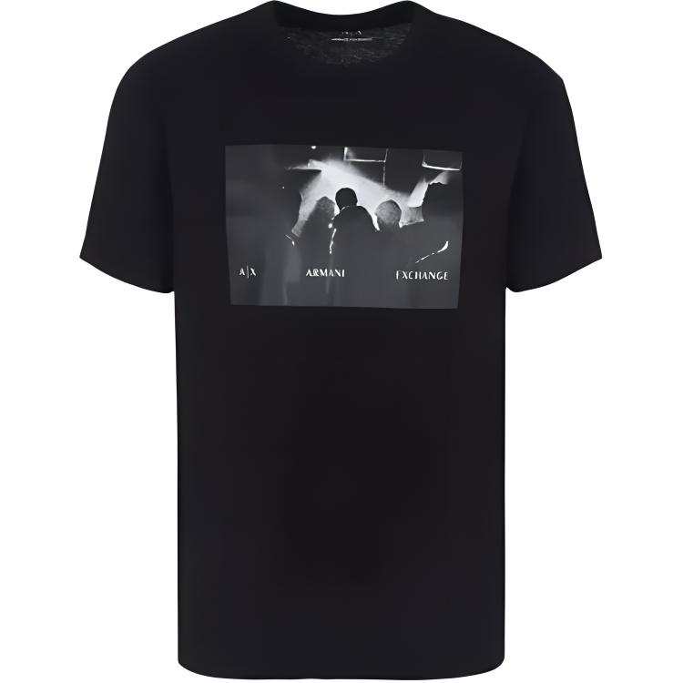 ARMANI EXCHANGE T Shirts Men's Black Crew Neck Moderate Straight Fit