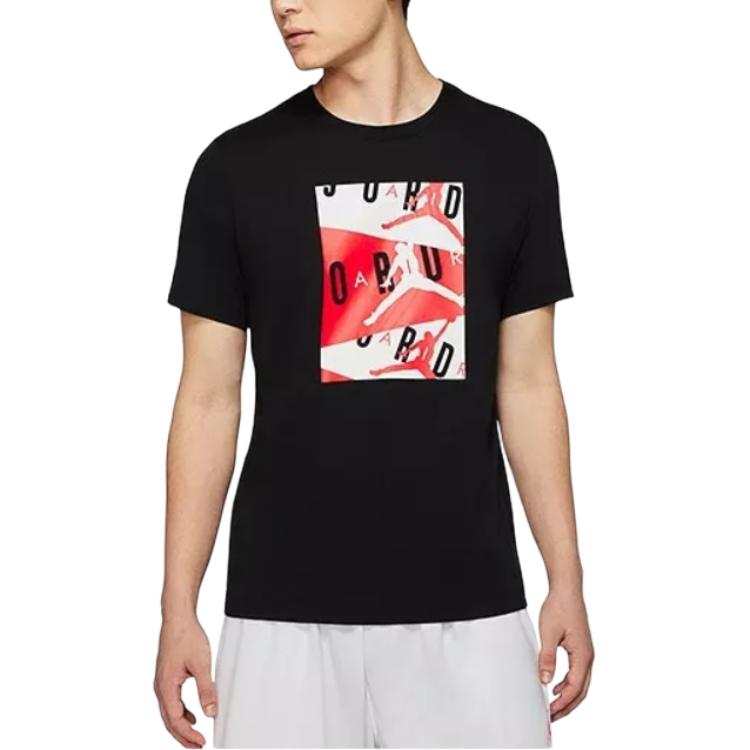 Jordan Jordan Apparel T Shirts Men's Black Crew Neck Moderate Straight Fit