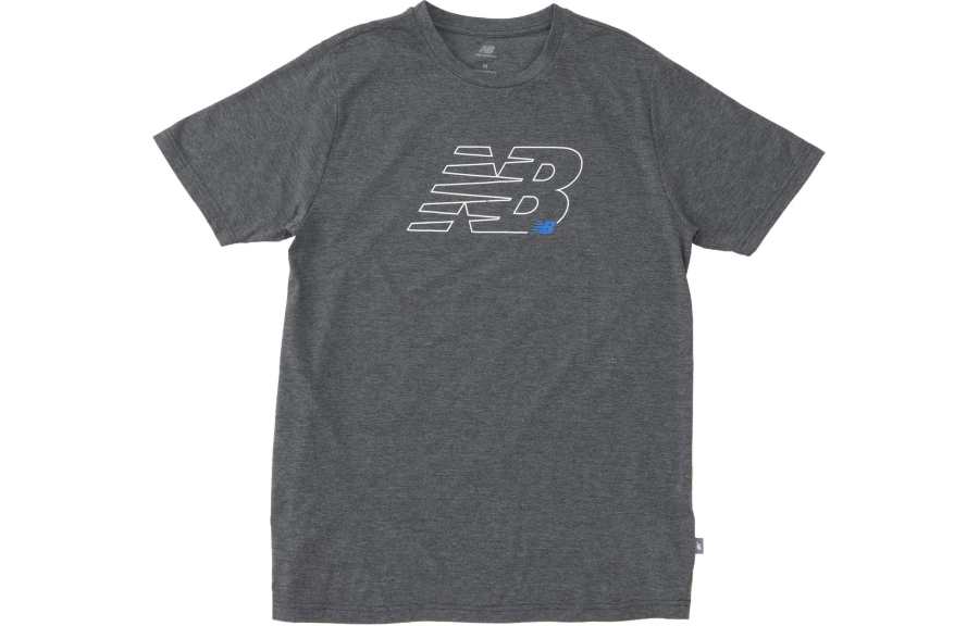 New Balance New Balance T Shirts Men's Gray Crew Neck Moderate Straight Fit