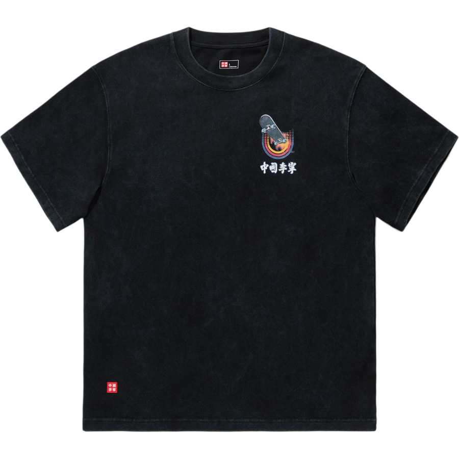 Li-Ning Li Ning T Shirts Unisex Black Crew Neck Moderate Straight Fit