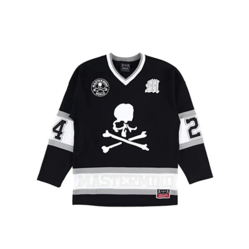 Mitchell Ness x MASTERMIND WORLD FW24 T Shirt Unisex Black Gray