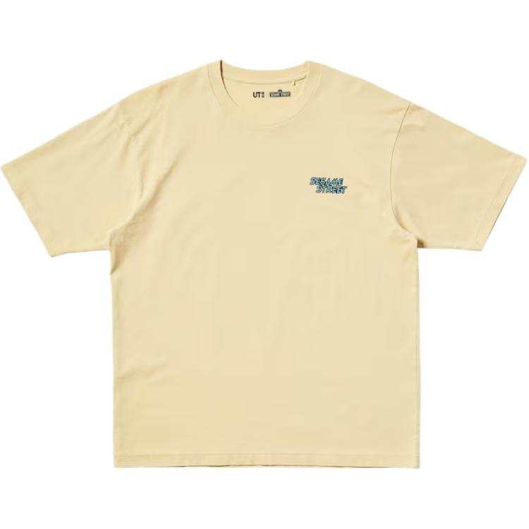 UNIQLO X SESAME STREET Sesame Street Collaboration T Shirts Unisex Yellow Crew Neck