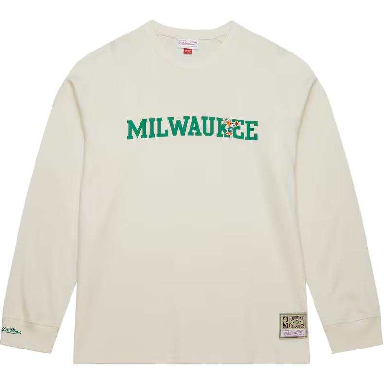 Mitchell Ness x NBA Milwaukee Bucks T Shirt Men's Cream
