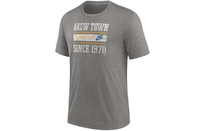 Nike Nike MLB Collaboration T Shirt Milwaukee Brewers Men's Gray