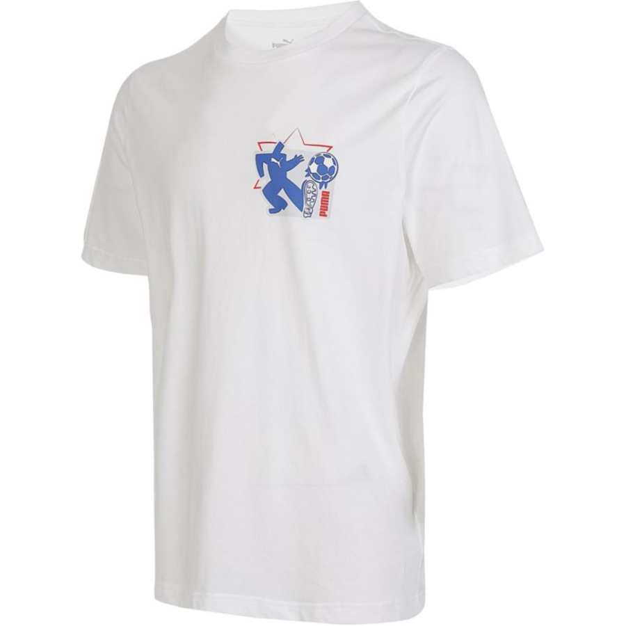 PUMA T Shirts Men's White Crew Neck Moderate Straight Fit
