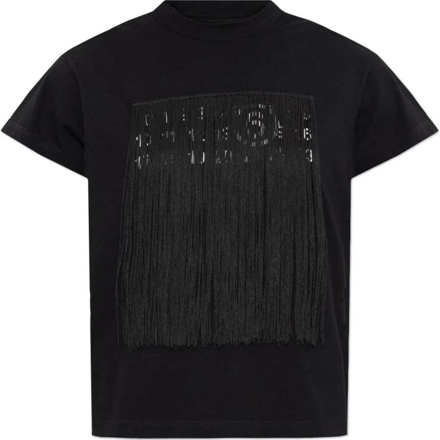 MM6 Maison Margiela Fringe Detailed Crewneck T Shirt
