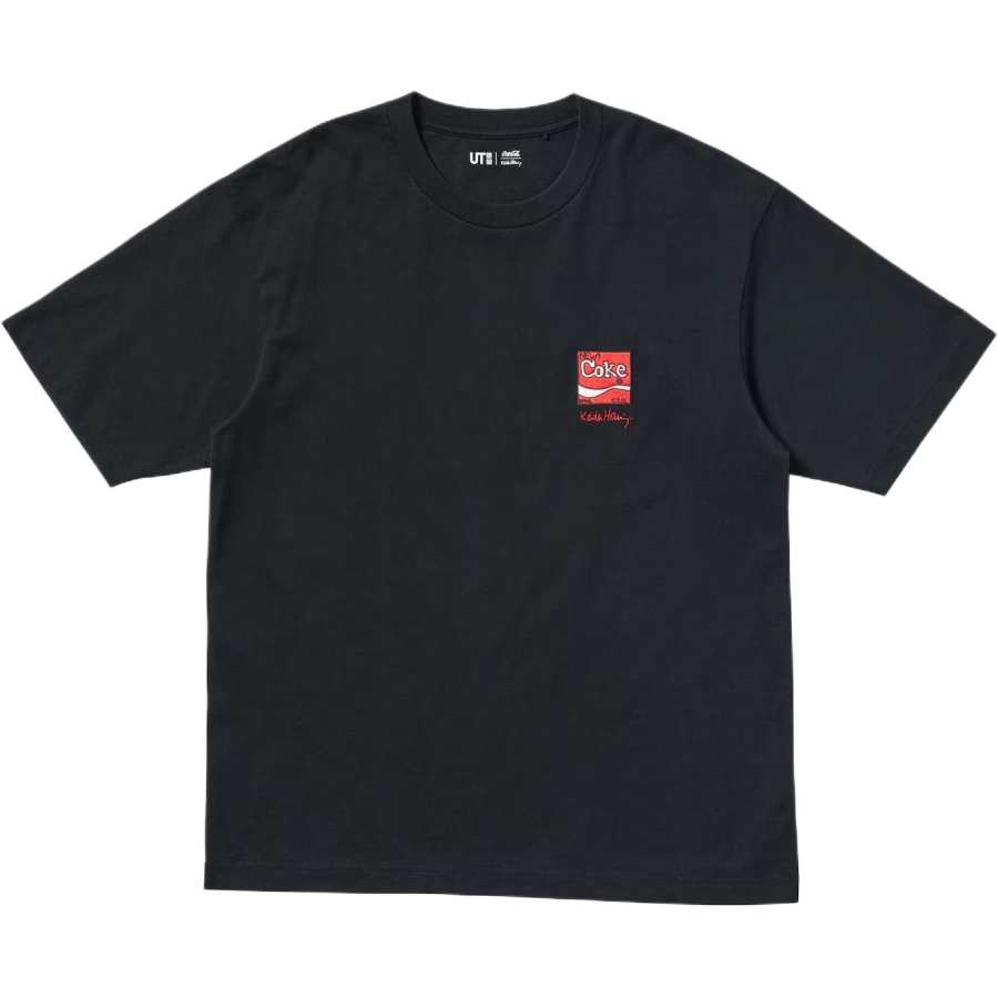 UNIQLO X Keith Haring X Coca Cola ·/Keith Haring X T Shirts Unisex Black Crew Neck Moderate Straight Fit