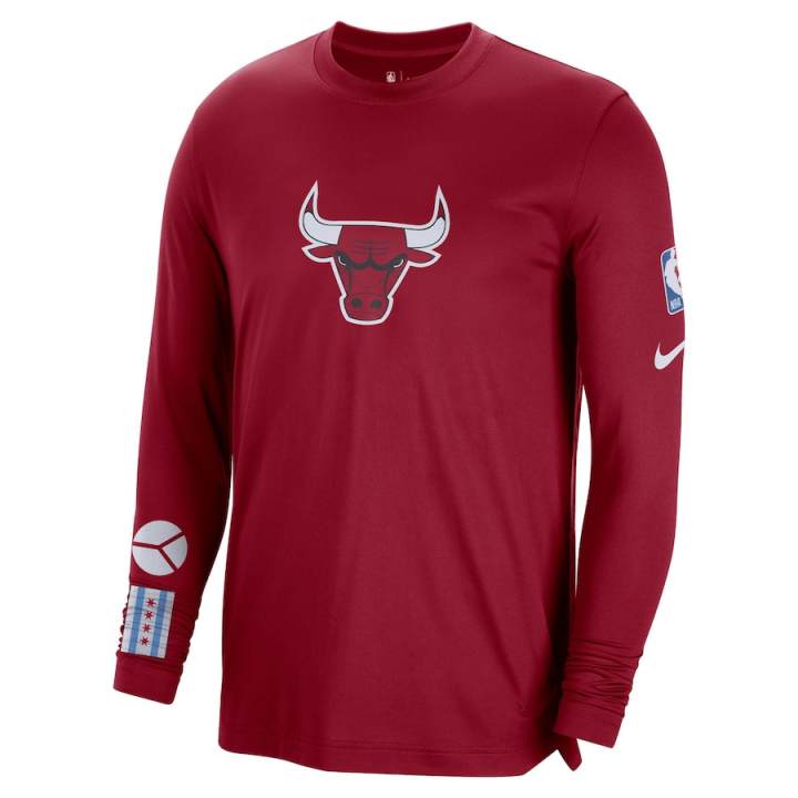 Nike Nike Nba Chicago Bulls City Edition Dri fit Loose Fit Long Sleeve T shirt
