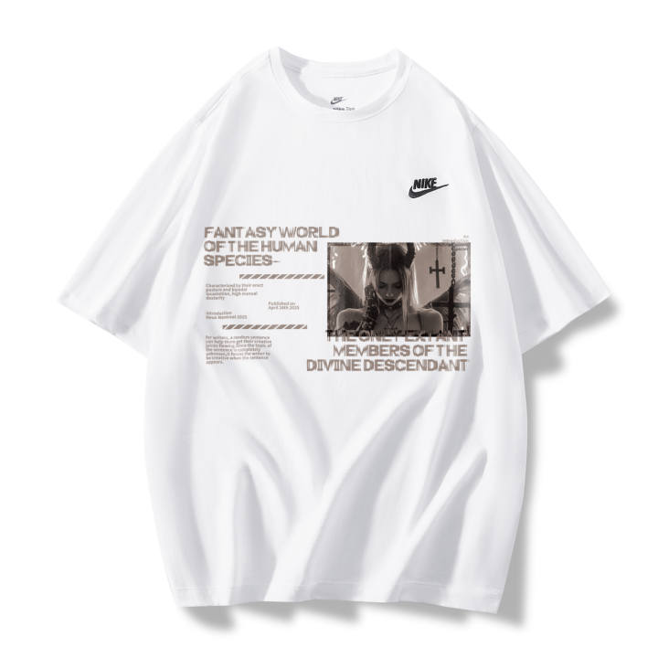 Nike Nike T Shirts Unisex White Caramel Temptation B Crew Neck Moderate Straight Fit
