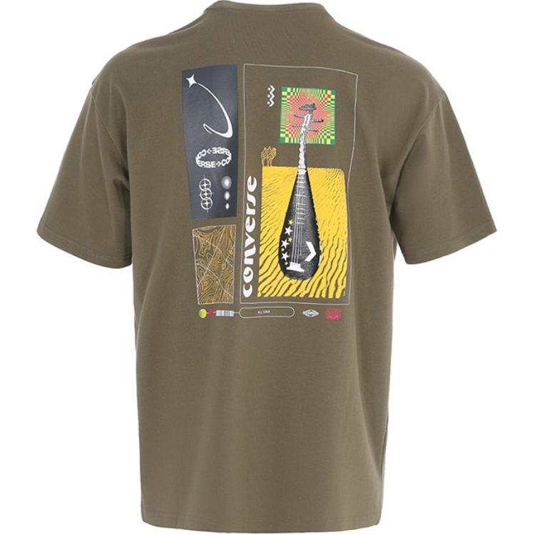 Converse Converse T Shirts Men's Green Crew Neck Moderate