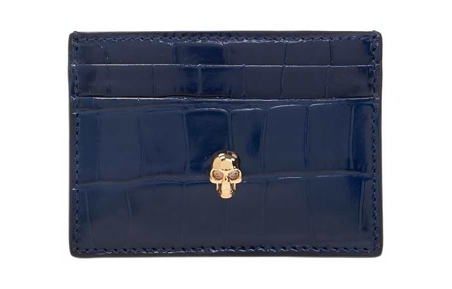 Alexander McQueen Skull Calfskin Card Holder Women's Marine Blue