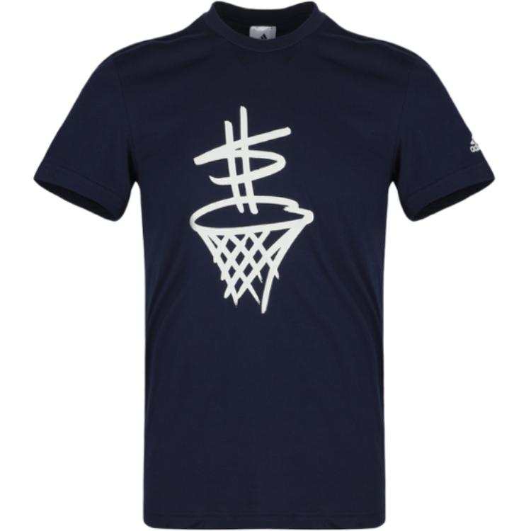 Adidas Adidas T Shirts Men's Navy Blue Crew Neck Moderate
