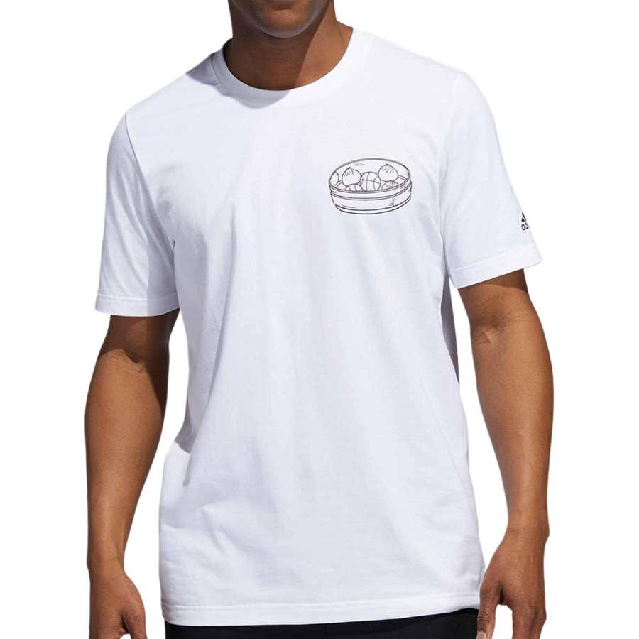 Adidas Adidas T Shirts Men's White Crew Neck Moderate Straight Fit